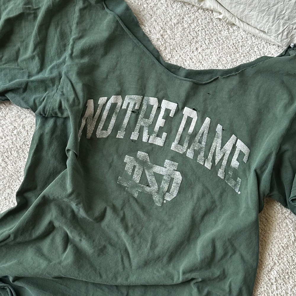 college notre dame off the shoulder tee